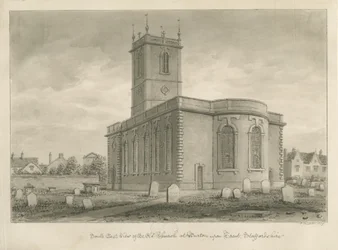 Burton-upon-Trent - Régi templom: szépia rajz