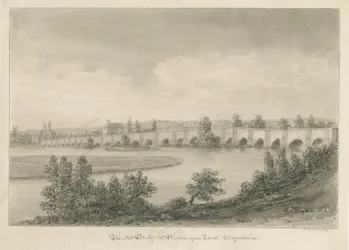 Burton-upon-Trent híd és város: szépia rajz
