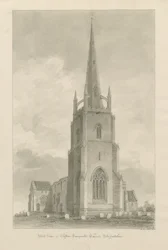 Clifton Campville templom: szépia rajz, 1838