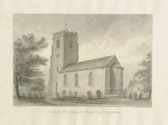 Drayton Bassett Church: szépia rajz, 1848