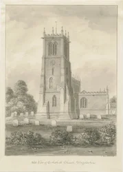 Eccleshall templom: szépia rajz