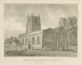Elford templom: szépia rajz, 1838