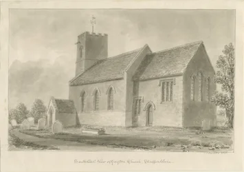 Gayton templom: szépia rajz, 1841