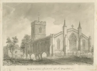 Harborne Church: szépia rajz