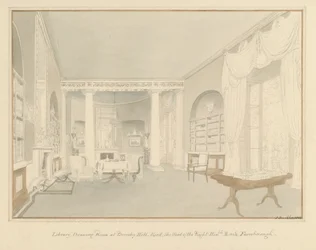 Kent – Bromley Hill – A könyvtári szalon belseje, 1816