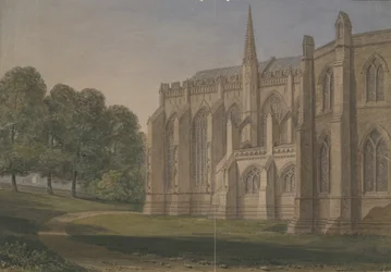 Lichfield katedrális – Észak-északnyugati nézet: akvarell festmény, 184[5]