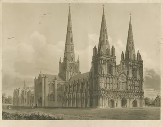 Lichfield katedrális – északnyugati nézet: akvatinta metszet, nd [1807]