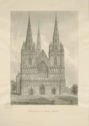 Lichfield katedrális – Nyugati front: szépia rajz, 1806