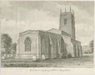 Mayfield templom: szépia rajz, 1844