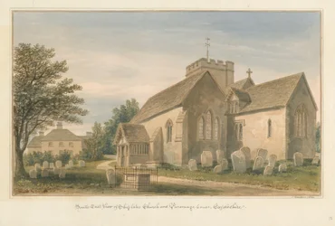 Oxfordshire - Shiplake templom és plébániaház, 1830