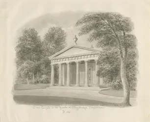 Shugborough – Dór templom: szépia rajz, 1842