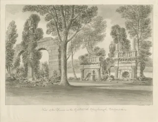 Shugborough - Romok a kertben: szépia rajz