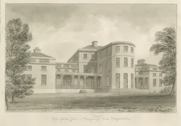 Shugborough Hall – Kertfront: szépia rajz, 1842
