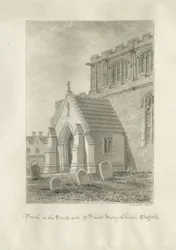 Stafford – Szent Mária templom tornáca: szépia rajz, 1845