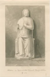Swynnerton templom - Jézus Krisztus szobra: szépia mosás rajz
