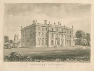 Swynnerton Hall: szépia rajz, 1841