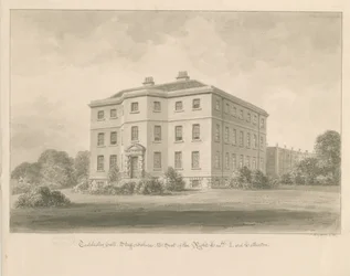 Teddesley Hall: szépia mosás rajza, 1841