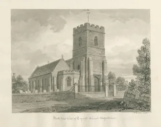 Trysull templom: szépia mosás rajz, 1846