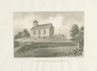 Wigginton-templom: szépia rajz, 1848