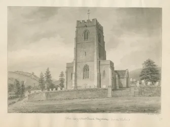 Worcestershire - Clent Church: szépia rajz