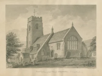 Worcestershire - Clent Church: szépia rajz, 1847