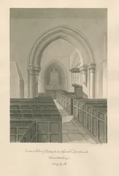 Worcestershire - Droitwich - Dodderhill templom Belső : szépia rajz