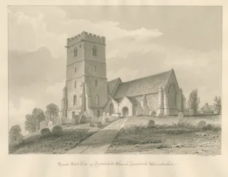 Worcestershire - Droitwich - Dodderhill templom: szépia rajz