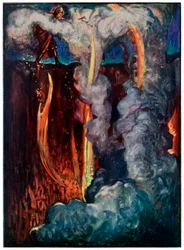 A Hells Mouth A zarándokok előrehaladása ebből a világból az eljövendőbe – John Bunyan (1628-1688) Byam Shaw (1872-1919) illusztrációja, amely Christiant a halál árnyékának völgyében mutatja be
