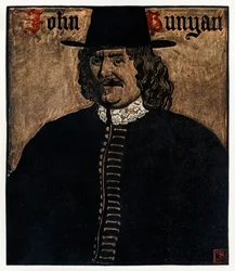 John Bunyan (1872-1919) A zarándokok előrehaladása ebből a világból, az eljövendőbe című könyv szerzője, Byam Shaw (1872-1919) illusztrációja