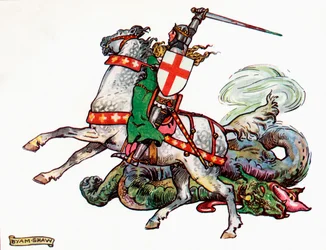 Szent György és a sárkány, illusztráció a Marie-Josés hercegnő gyermekkönyvéből, 1916