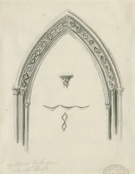 Lichfield székesegyház belseje – Arch in North Aisle: szépia rajz, nd [?19. század] (rajz)