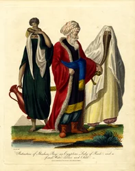 Ibrahim Bey portréja;egy egyiptomi rangos hölgy;és egy női vízhordó és gyermeke.