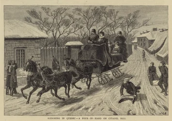 Szánkózás Quebecben, négyes kézben a Citadella-dombon