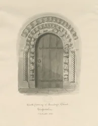 Armitage templom - Déli ajtó: szépia rajz