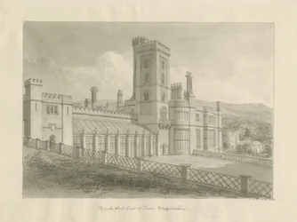 Ilam Hall: szépia rajz