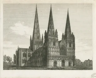 Lichfield katedrális – Nyugati front: metszet, és [19. század eleje] (nyomtatott)