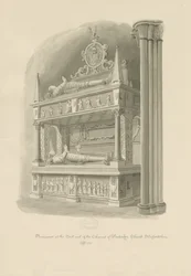 Penkridge templom – Sir Edward Littletons „kétszintes” sírja: szépia rajz