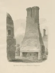 Pillaton Hall - Konyhakémény: szépia rajz