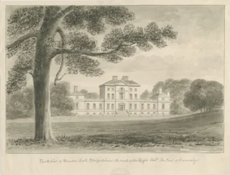 Sandon Hall: szépia mosás rajz