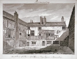 Déli nézet Thomas Pope házának maradványairól, Mill Lane, Bermondsey, London, 1808.