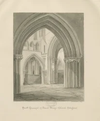 Stafford – A Szent Mária-templom belseje: szépia rajz, 1841