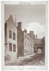 Kilátás a Montague House kapujára nézve, Southwark, London, 1827