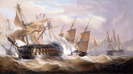 Guillaume Tell eljegyzése a máltai H.M.S.Penelope és H.M.S ágyék által a blokád alatt, 1800. március 30. (olaj, vászon)