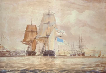 HMS „Shannon” vezeti a „Chesapeake”-et Halifax kikötőjébe, 1813