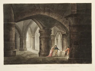 Turenne temetkezési helye, illusztráció Versailles-ból, Párizs és Saint Denis, kocsma. 1809 (akvatinta)