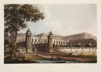 Versailles az Orangerie-ből, illusztráció Versailles-ból, Párizs és Saint Denis, kocsma. 1805 (akvatinta)