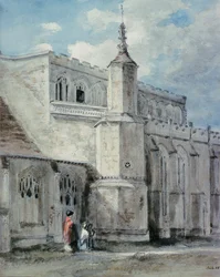 East Bergholt templom külső részének része: Az északi oldal, kb. 1801-05 (ceruza és akvarell)