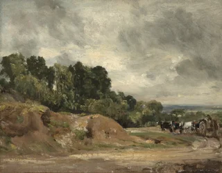 Homokpadok, szekér és lovak a Hampstead Heath-en, 1820-25 körül