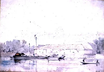 Windsori kastély a folyóról, 1802 (ceruza és vörös kréta és akvarell)