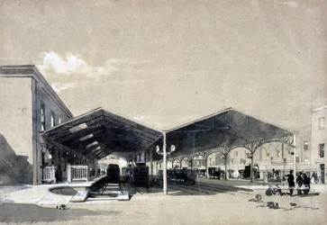 Euston állomás belseje, 1837. május (toll és tinta, mosás papíron)
